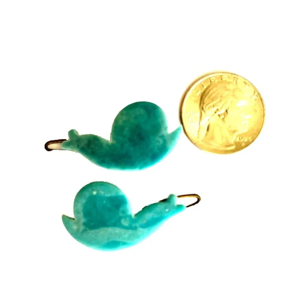 Vintage France Snail Hair Clips Pair 1970s Plastic Barrette As Is 1-Craft Repair